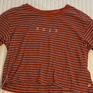 Roxy Orange and White Relaxed Crop Tee